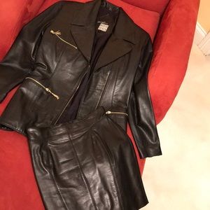 Leather Skirt Set